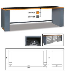 Beta 2.8-m-lange werkbank, voor werkplaatsombinaties C55BO/2,8 - 055000261