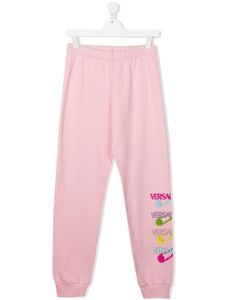 Versace Kids pantalon de jogging à logo imprimé - Rose