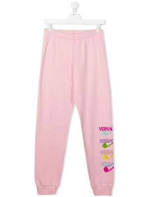 Versace Kids pantalon de jogging à logo imprimé - Rose