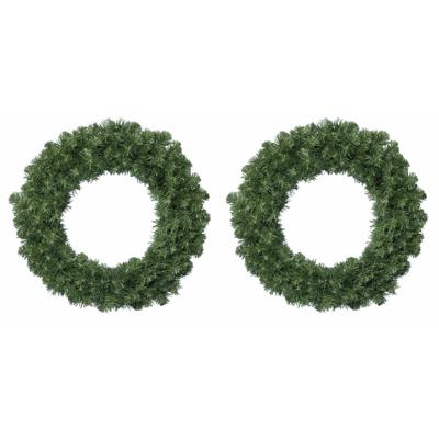 Everlands Kerstkrans - 2x stuks - groen - 35cm - kerstversiering - dennenkrans - deurkrans - kerstve Everlands Kerstkrans - 2x stuks - groen - 35cm - kerstversiering - dennenkrans - deurkrans - kerstve