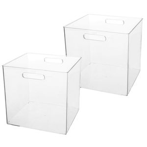 Set van 2x stuks creme potjes/flesjes/make-up houder/box vierkant 31 x 31 cm van kunststof