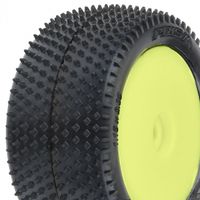 Proline Pin Tires, Rear, Mounted, Yellow (2): Mini-B - thumbnail