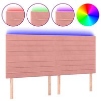 vidaXL Hoofdbord LED 180x5x118/128 cm fluweel roze - thumbnail