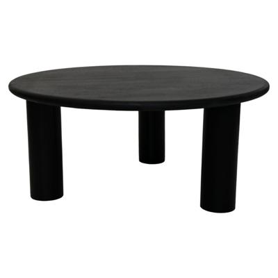 Salontafel rond pilaar poot - 80x80x35 - Zwart - Mangonhout