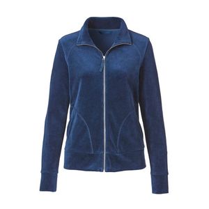 Nicki-velours jasje van bio-katoen met ritssluiting, nachtblauw Maat: 36/38
