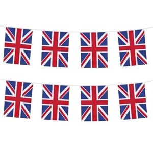 Union Jack vlaggenlijn 10 meter - 2x - Engeland/Britse feestartikelen - Vlaggetjes/slingers versieri