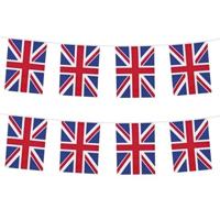 Union Jack vlaggenlijn 10 meter - 2x - Engeland/Britse feestartikelen - Vlaggetjes/slingers versieri