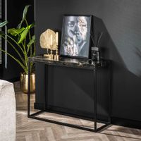 LifestyleFurn Sidetable Kaeo Teakhout, 100cm - Zwart/Goud - thumbnail