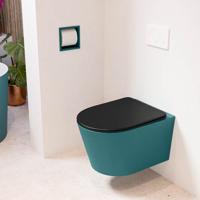 Wandcloset Mondiaz Lavie | Zonder spoelrand | Incl.Toiletzitting-Urban | Keramiek | Smag (turquoise)