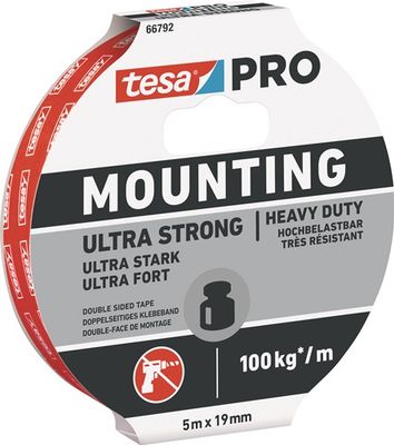 Tesa Montageband | wit | lengte 5 m | breedte 19 mm | 10 stuks - 66792-00001-00 66792-00001-00