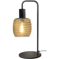 Masterlight Zwarte tafellampBounty met geribd glas - 4472-05-05-1