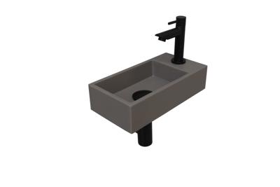 Fonteinset INK Versus 36x18x9 cm Quartz Beton Met Kraangat Rechts Mat Zwart
