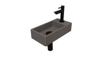 Fonteinset INK Versus 36x18x9 cm Quartz Beton Met Kraangat Rechts Mat Zwart
