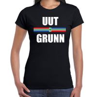Uut grunn met vlag Groningen t-shirts Gronings dialect zwart voor dames - thumbnail