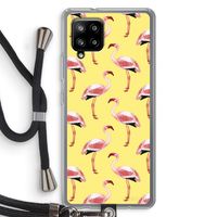 Flamingo's geel: Samsung Galaxy A42 5G Transparant Hoesje met koord