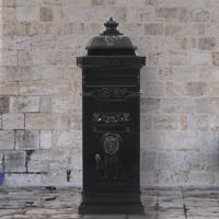 VidaXL Pilaar brievenbus vintage stijl roestbestendig aluminium zwart