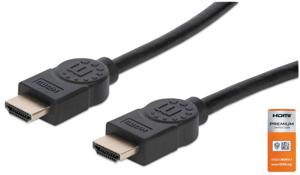 Manhattan 354837 HDMI-kabel HDMI Aansluitkabel HDMI-A-stekker, HDMI-A-stekker 1.00 m Zwart Audio Return Channel (ARC), Vergulde steekcontacten