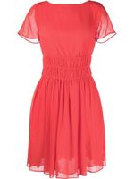 Emporio Armani robe évasée à taille nervurée - Rouge