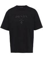 Prada t-shirt en coton à logo en relief - Noir - thumbnail