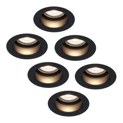 HOFTRONIC™ 6x Mari LED inbouwspot verzonken - 5 Watt - Neutraal wit 4000K - Verwisselbare GU10 - Dimbaar - voor binnen en buiten - Zwart
