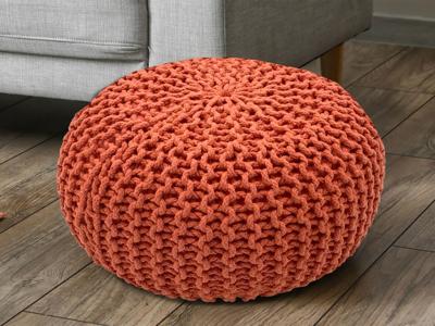 Noah - Pouf - terracotta - 100% gerecycled katoen - Ø 55 cm