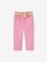 Paperbag korte broek meisjes met riem met bloemenprint rozen - thumbnail