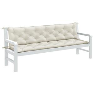 VidaXL Tuinbankkussens 2 st 200x50x7 cm stof gemêleerd crèmekleurig