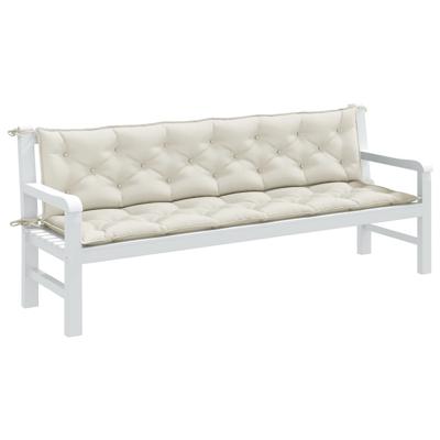 VidaXL Tuinbankkussens 2 st 200x50x7 cm stof gemêleerd crèmekleurig