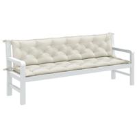 VidaXL Tuinbankkussens 2 st 200x50x7 cm stof gemêleerd crèmekleurig
