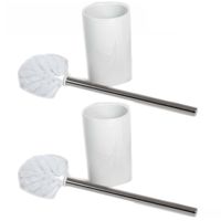 2x stuks wc/toiletborstels inclusief houders wit 37 cm van RVS /keramiek - thumbnail