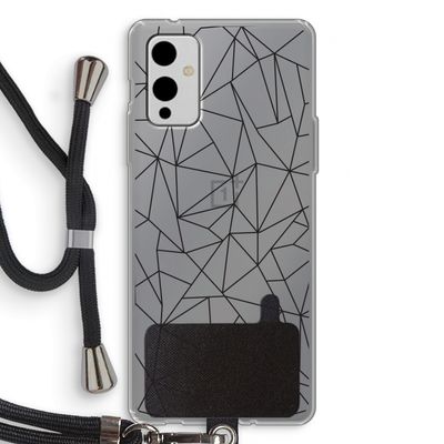 Geometrische lijnen zwart: OnePlus 9 Transparant Hoesje met koord