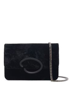 Oscar de la Renta O crushed-velvet shoulder bag - Noir