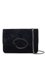 Oscar de la Renta O crushed-velvet shoulder bag - Noir - thumbnail