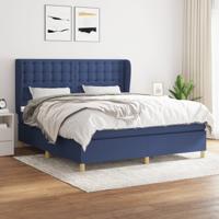 Boxspring met matras stof blauw 160x200 cm