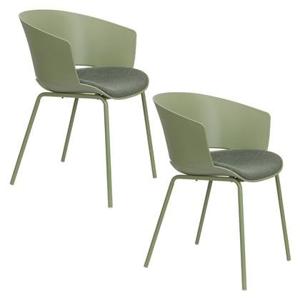 Housecraft Jessica Eetkamerstoelen armleuning Groen - Set van 4