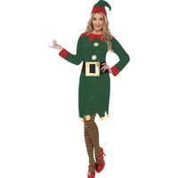 Groene/rode kerst elf verkleed kostuum/jurk voor dames - thumbnail