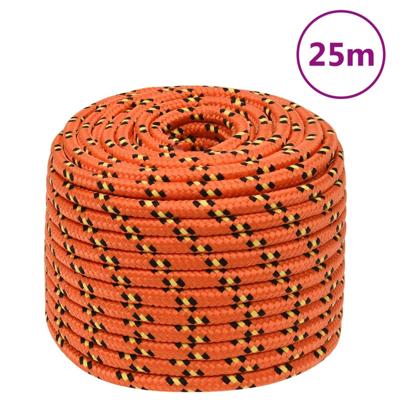 VidaXL Boottouw 14 mm 25 m polypropyleen oranje