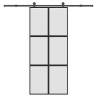 Schuifdeur met beslag 90x205 cm gehard glas en aluminium