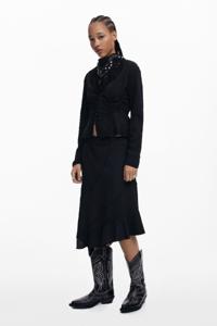 Asymmetrische textuurrok - BLACK - S