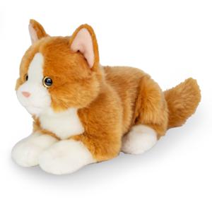 Knuffeldier kat/poes - zachte pluche stof - premium kwaliteit knuffels - rood/wit - 20 cm