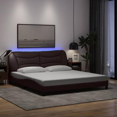 Bedframe met LED zonder matras "Hvar" 180x200 cm stof donkerbruin