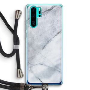 Witte marmer: Huawei P30 Pro Transparant Hoesje met koord