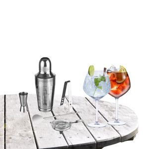 Cocktailshaker set RVS 5-delig inclusief 4x Gin Tonic glazen 730 ml   -