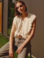 Katoenen gilet met ruches en strik Katoenen gilet met ruches en strik