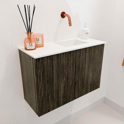 Toiletmeubel Mondiaz Joya | 60 cm | Meubelkleur Shadow | Faye wastafel Talc Rechts | Zonder kraangat(en) Toiletmeubel Mondiaz Joya | 60 cm | Meubelkleur Shadow | Faye wastafel Talc Rechts | Zonder kraangat(en)