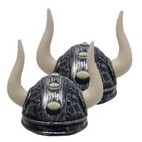 Viking verkleed helm met hoorns - 4x stuks - Carnaval verkleed hoeden - volwassenen