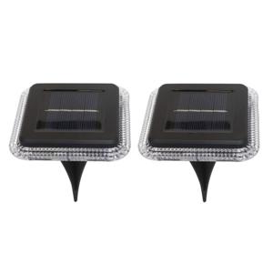 Buiten lampje/prik spots - set 2x - solar verlichting - tuinpad/plant verlichting - LED - D10 cm