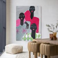 Urban Cotton Wandkleed 'We Are Family' 110 x 145cm in Frame - black