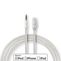 Apple Lightning Koptelefoon Adapterkabel | Apple Lightning 8-Pins Male - 3,5 mm Male | 1,00 m | Aluminium - thumbnail