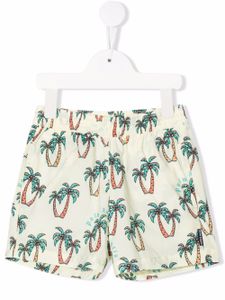 Palm Angels Kids short de bain à imprimé palmier - Jaune